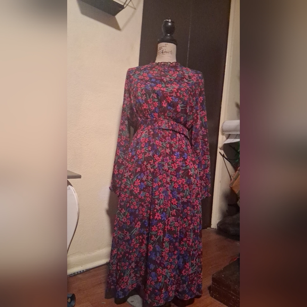 Calvin Klein Multicolor Floral Long Sleeve Dress